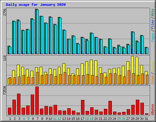 Daily usage for January 2020