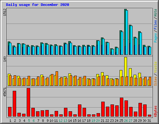 Daily usage for December 2020