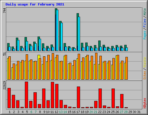 Daily usage for February 2021