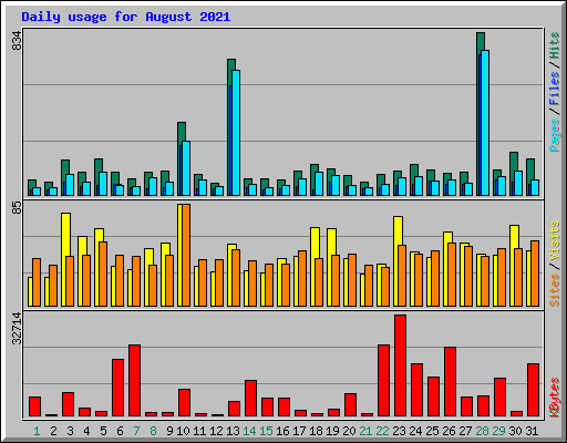 Daily usage for August 2021