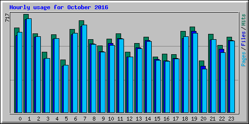 Hourly usage for October 2016