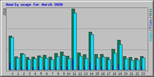 Hourly usage for March 2020