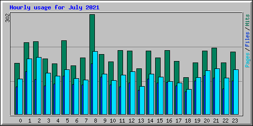 Hourly usage for July 2021